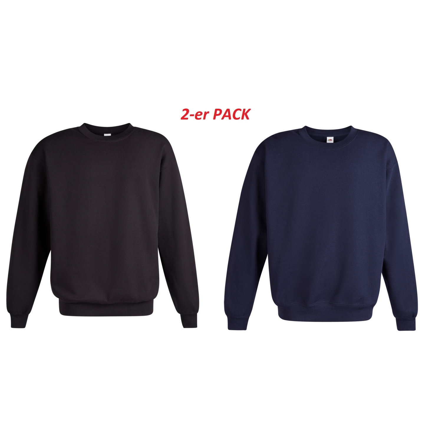 Fruit Of The Loom 2er Pack Kinder Sweatshirts - Classic Set-In Mit Stoffbeutel