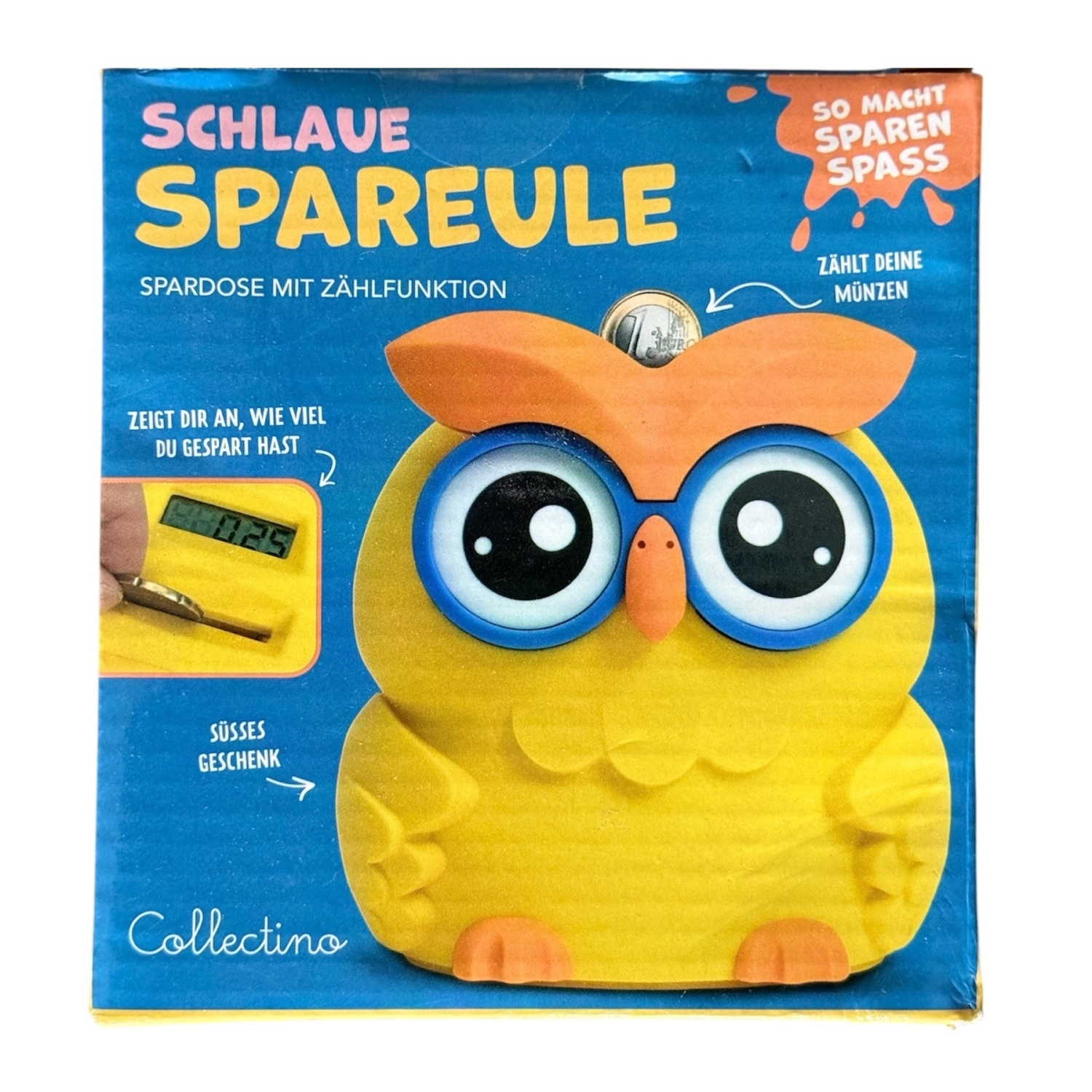 Spareule Figur Spardose Münzzähler Sparschwein Sparbüchse Taschengeld Spielkasse